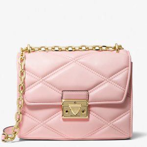 Michael Kors Serena Small Studded Crossbody Bag in powder blush NWT